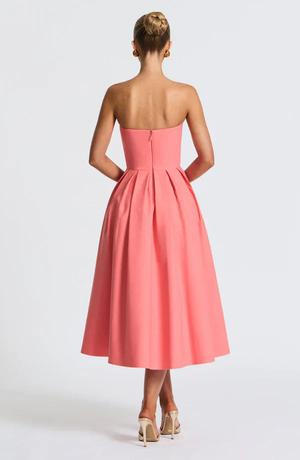 Edith Midi Dress - Coral Pink