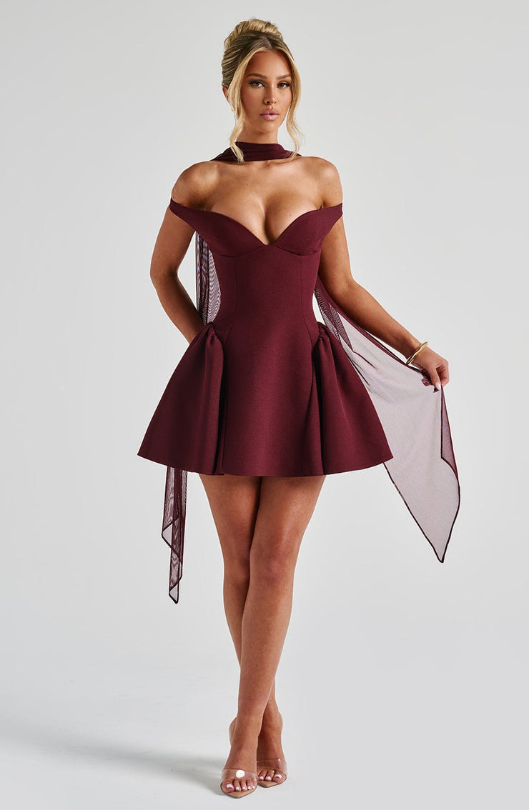 Marla Mini Dress -  Cherry Lacquer