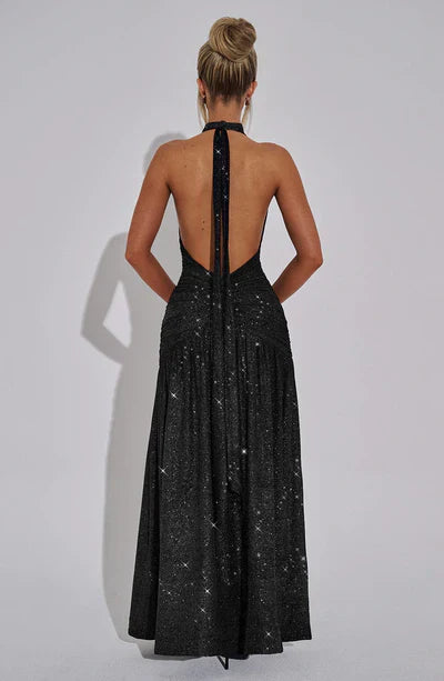 MELANIA MAXI DRESS - BLACK SPARKLE