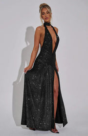 MELANIA MAXI DRESS - BLACK SPARKLE