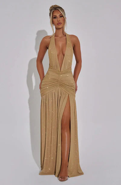 MELANIA MAXI DRESS - Gold Sparkle