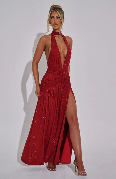 MELANIA MAXI DRESS - Red Sparkle