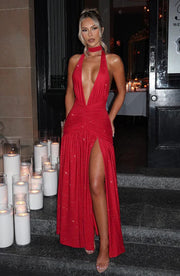 MELANIA MAXI DRESS - Red Sparkle