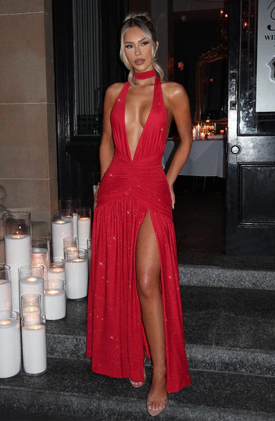 MELANIA MAXI DRESS - Red Sparkle