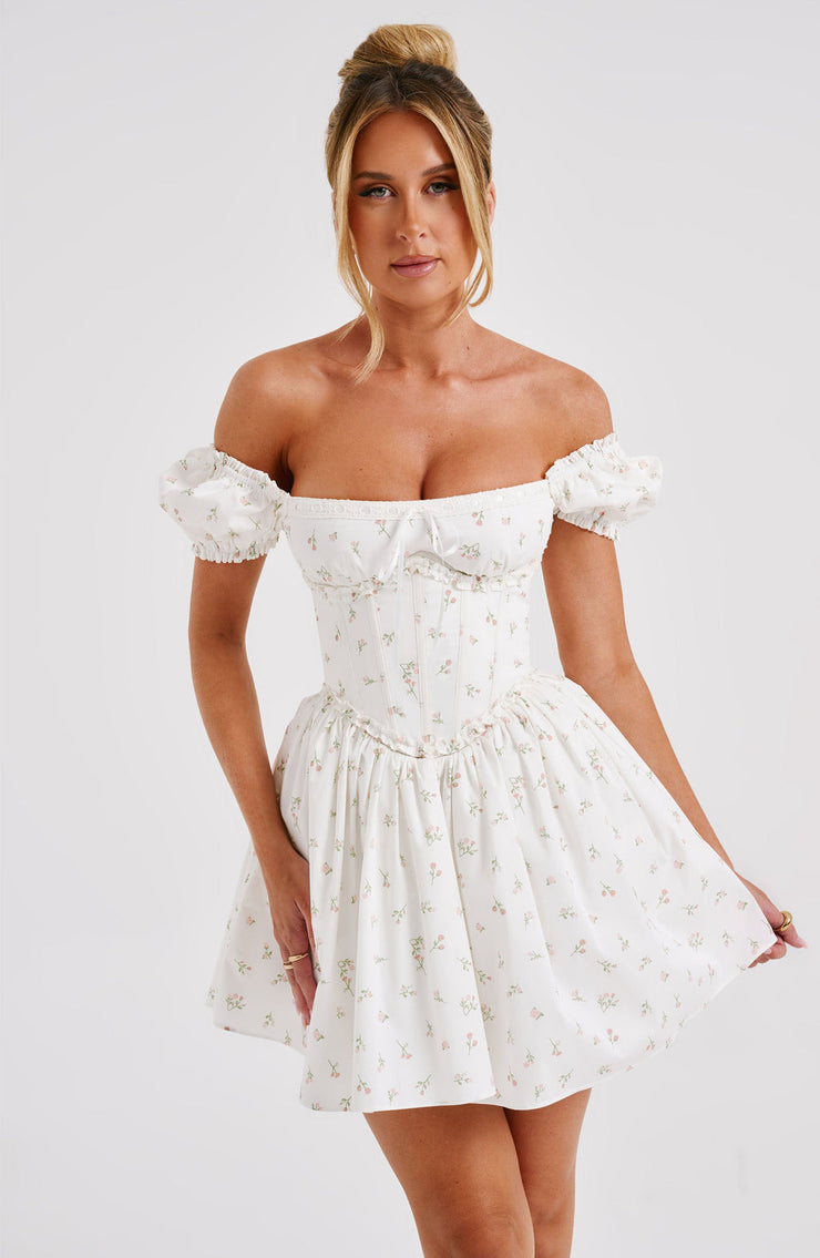 PENELOPE MINI DRESS - BLUSH FLORAL PRINT