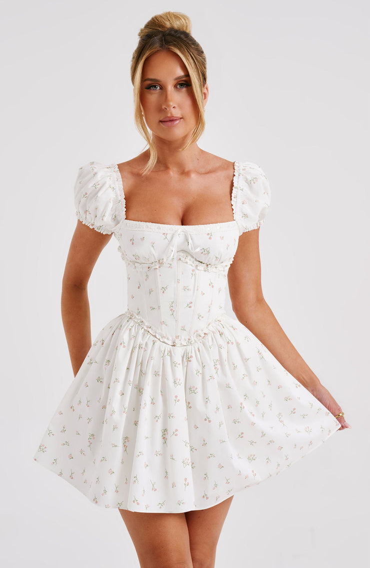 PENELOPE MINI DRESS - BLUSH FLORAL PRINT